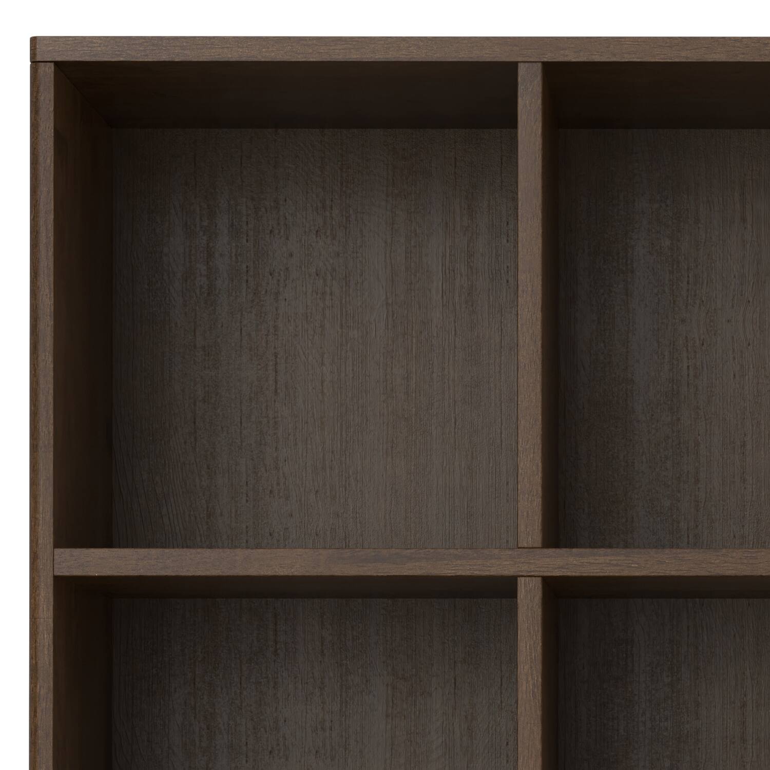 Alt View 6. Simpli Home - Harper SOLID HARDWOOD 43 inch x 42 inch Mid Century Modern Low 6 Cube Storage with Drawers in Walnut Brown - Walnut Brown.