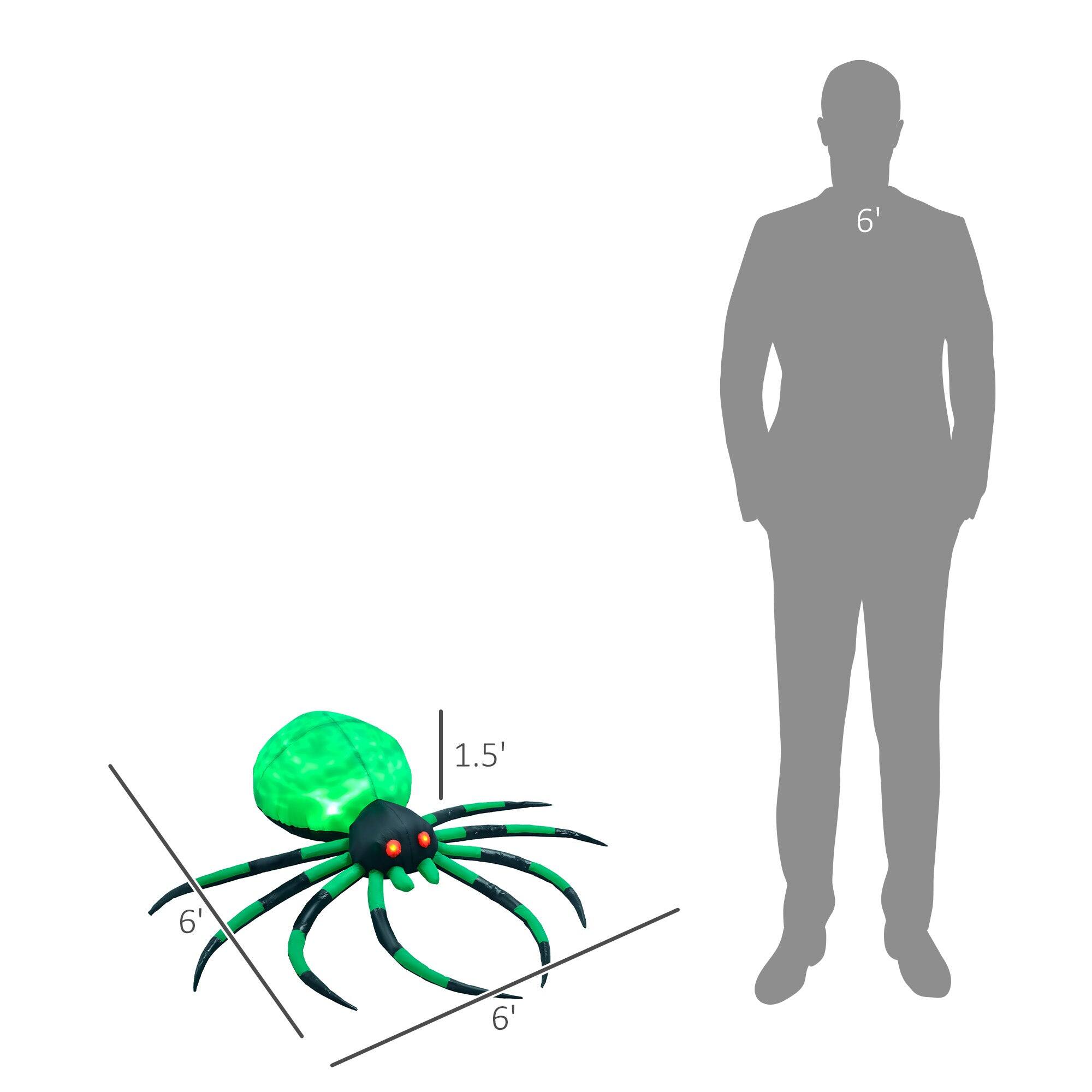 Alt View 2. Boyel Living - 6ft Halloween Inflatable Spider Green Lighted Waterproof Outdoor Yard Decoration with LED Lights - Green.