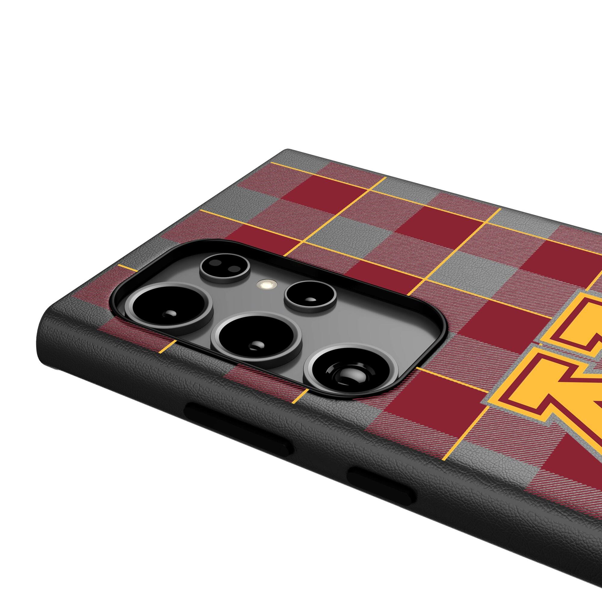 Alt View 3. Keyscaper - Minnesota Golden Gophers Plaid Galaxy Magnetic Bump Case - S24 - Black.