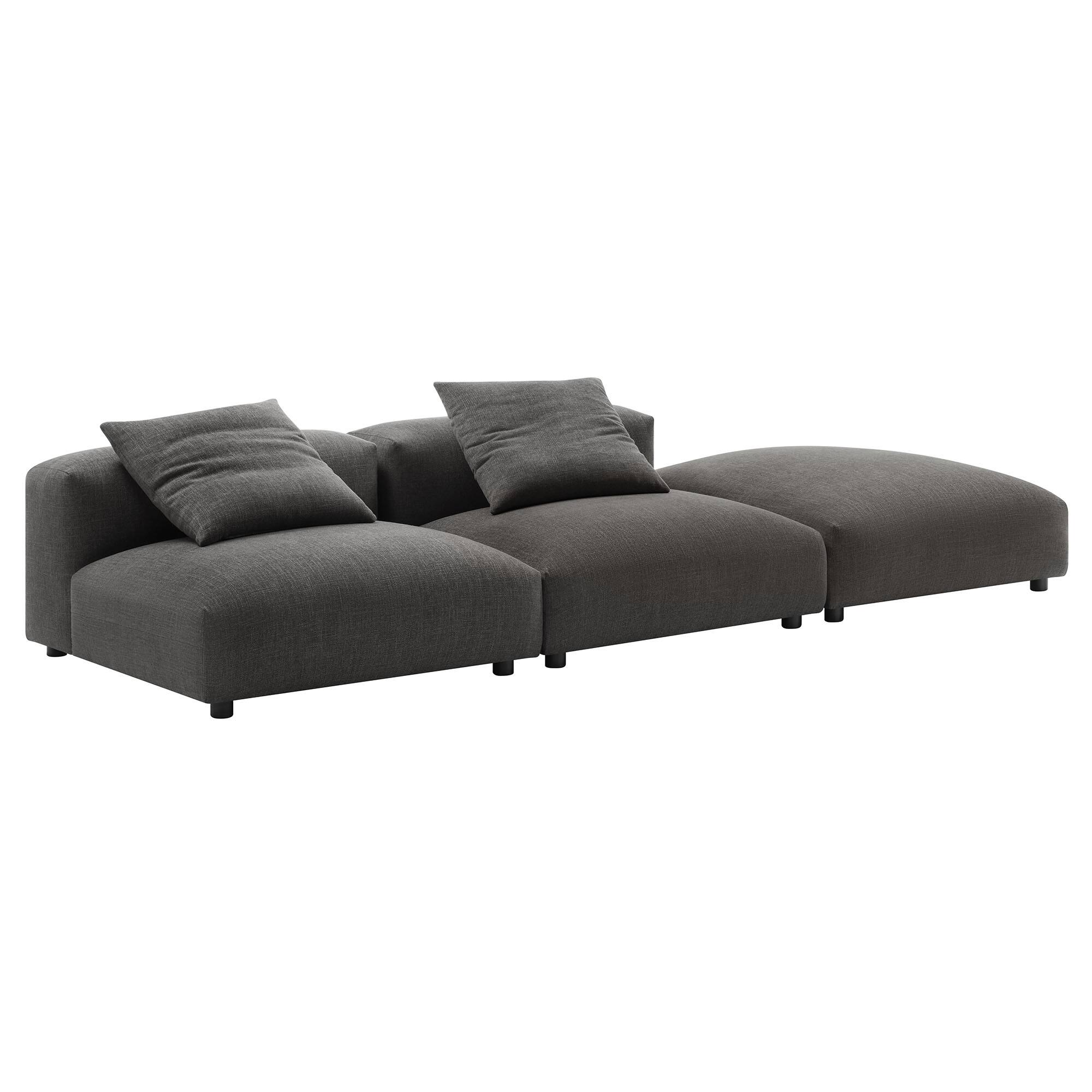 Left. Modway - Solace 3-Piece Modular Upholstered Fabric Sectional Sofa by Modway - Gray.