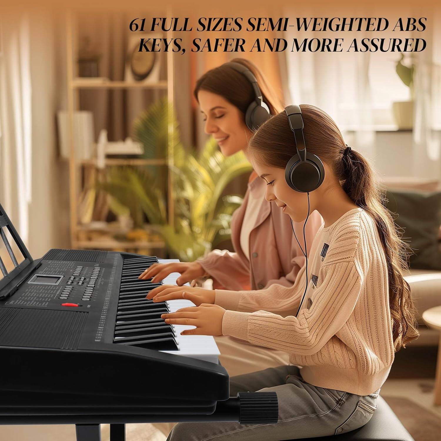 61 FULL SIZES SEMI-WEIGHTED ABS KEYS, SAFER AND MORE ASSURED