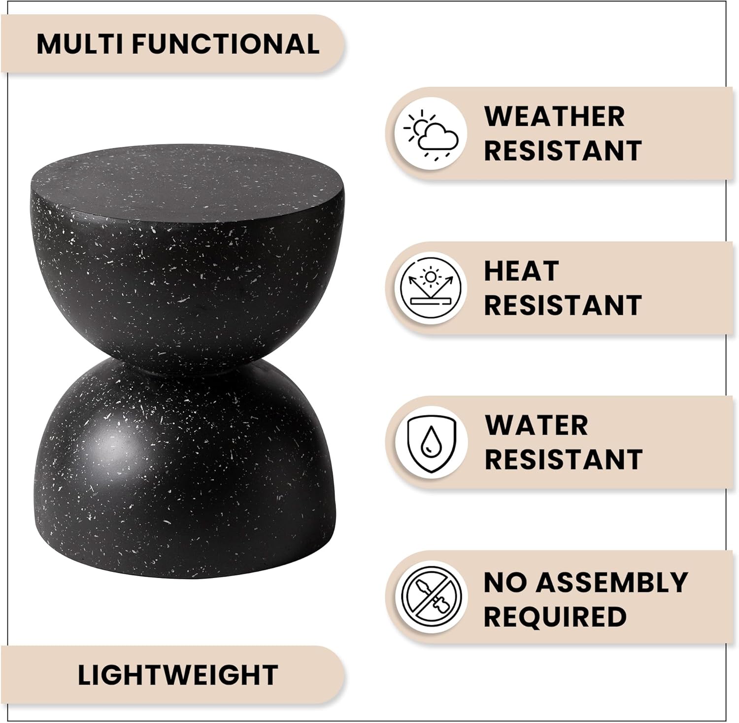 MULTI FUNCTIONAL  
WEATHER RESISTANT  
HEAT RESISTANT  
WATER RESISTANT  
NO ASSEMBLY REQUIRED  
LIGHTWEIGHT