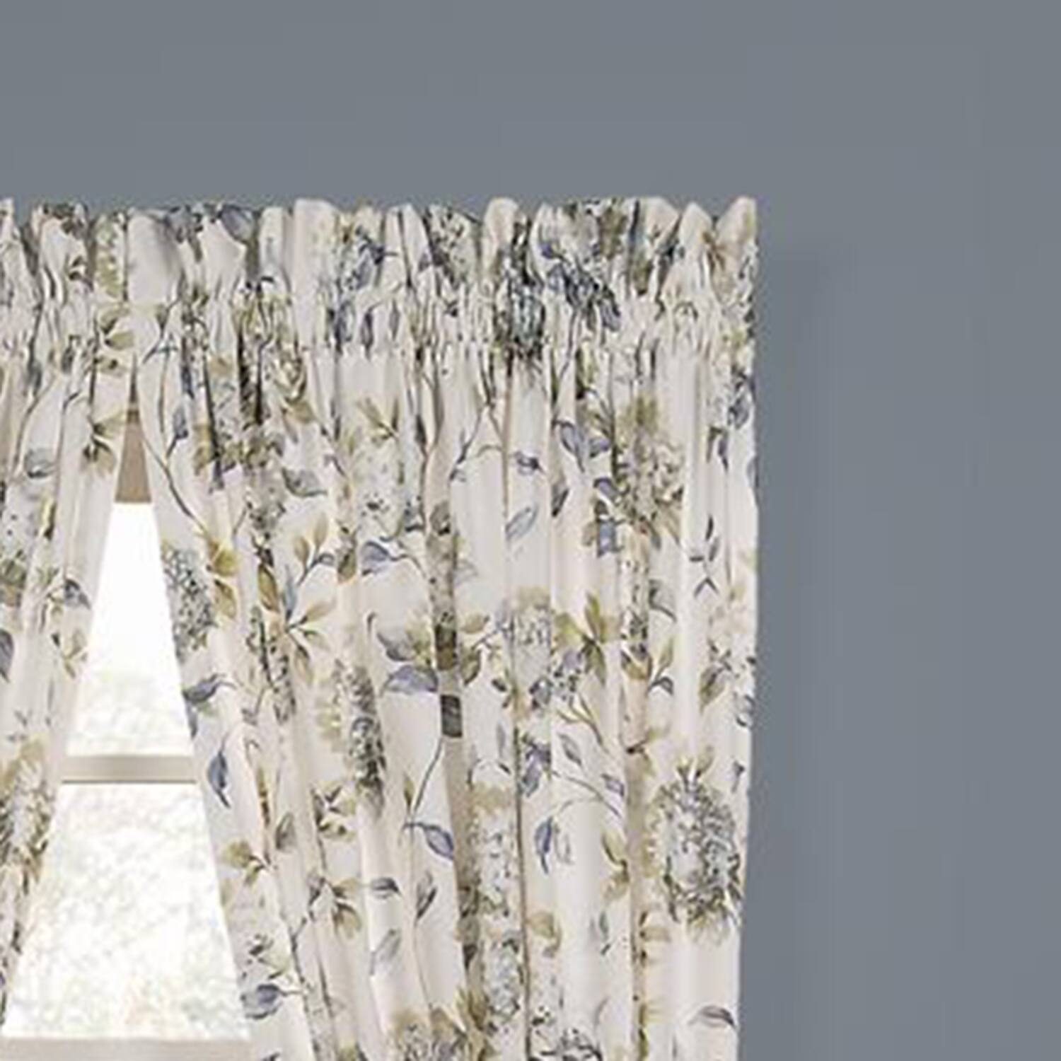 Angle. Ellis Curtain - Ellis Curtain Abigail Design Printed Room Darkening 2-Piece Window Rod Pocket Pair Set with 2 Tiers - 56x24 - Black.
