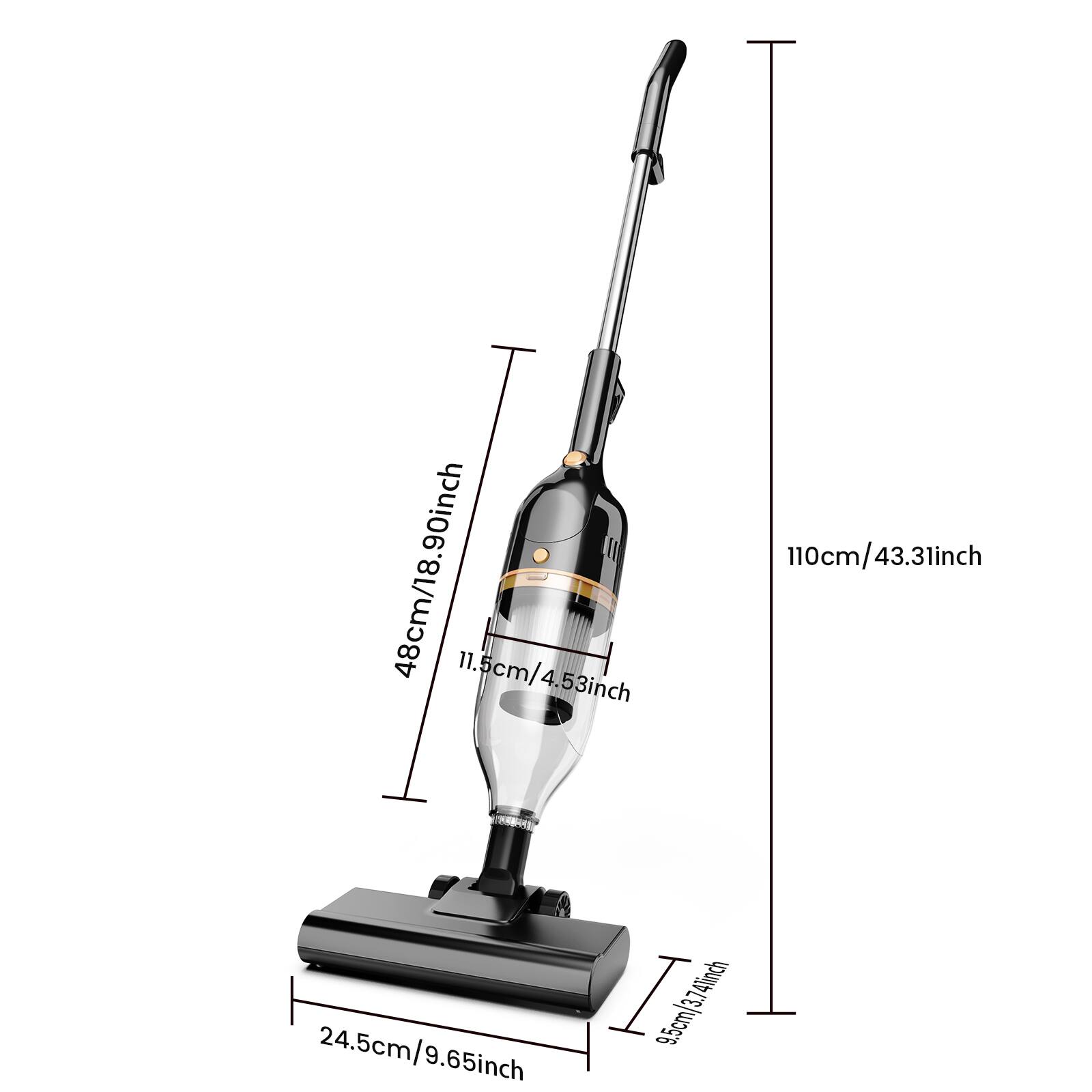 48cm/18.90inch  
11.5cm/4.53inch  
110cm/43.31inch  
24.5cm/9.65inch  
9.5cm/3.74inch
