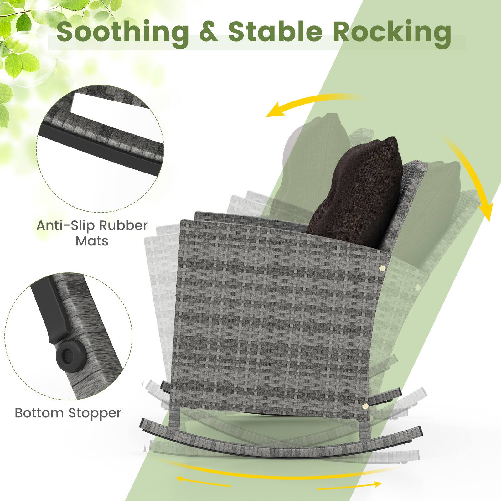 Soothing & Stable Rocking

Anti-Slip Rubber Mats

Bottom Stopper