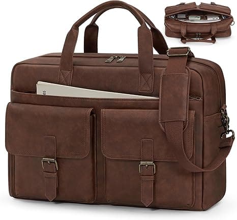 Vulpecula Spade - Messenger Bag for Men 16 Inch Leather Laptop Bags Work Computer Briefcase Vintage Mens Satchel Shoulder Bag for Work - Brown