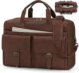 Vulpecula Spade - Messenger Bag for Men 16 Inch Leather Laptop Bags Work Computer Briefcase Vintage Mens Satchel Shoulder Bag for Work - Brown