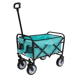 Mondawe - Extendable Collapsible Wagon Utility Carts w/ 225LBS Capacity, 360° Wheels - Bright Blue