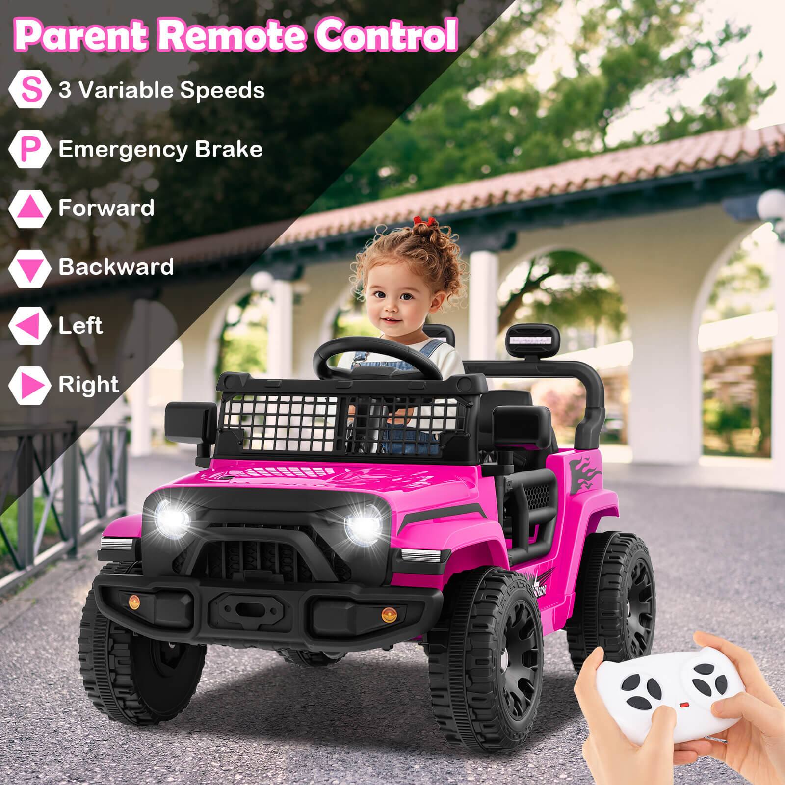 Parent Remote Control

- S 3 Variable Speeds
- P Emergency Brake
- Forward
- Backward
- Left
- Right