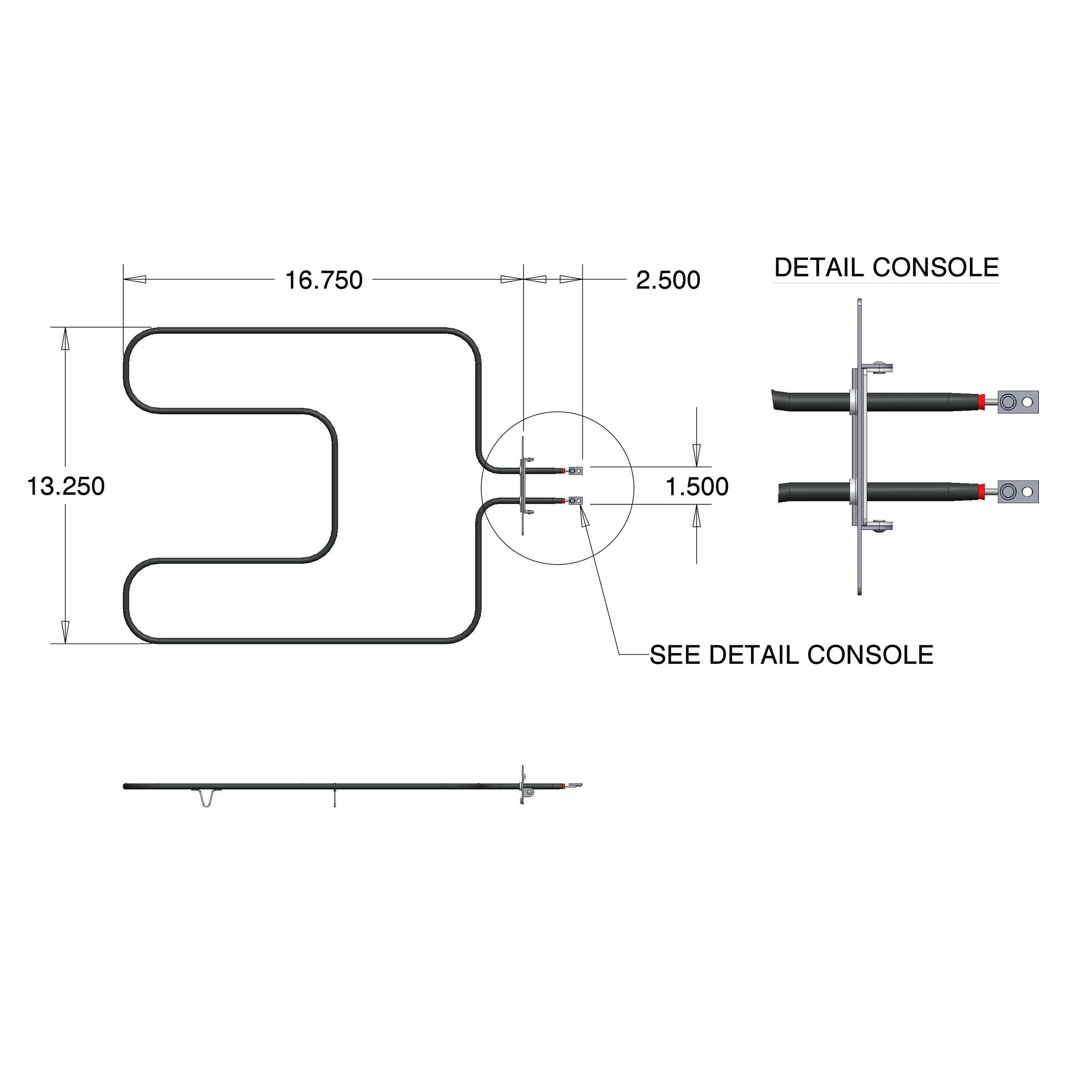 16.750, 2.500, DETAIL CONSOLE, 13.250, 1.500, SEE DETAIL CONSOLE