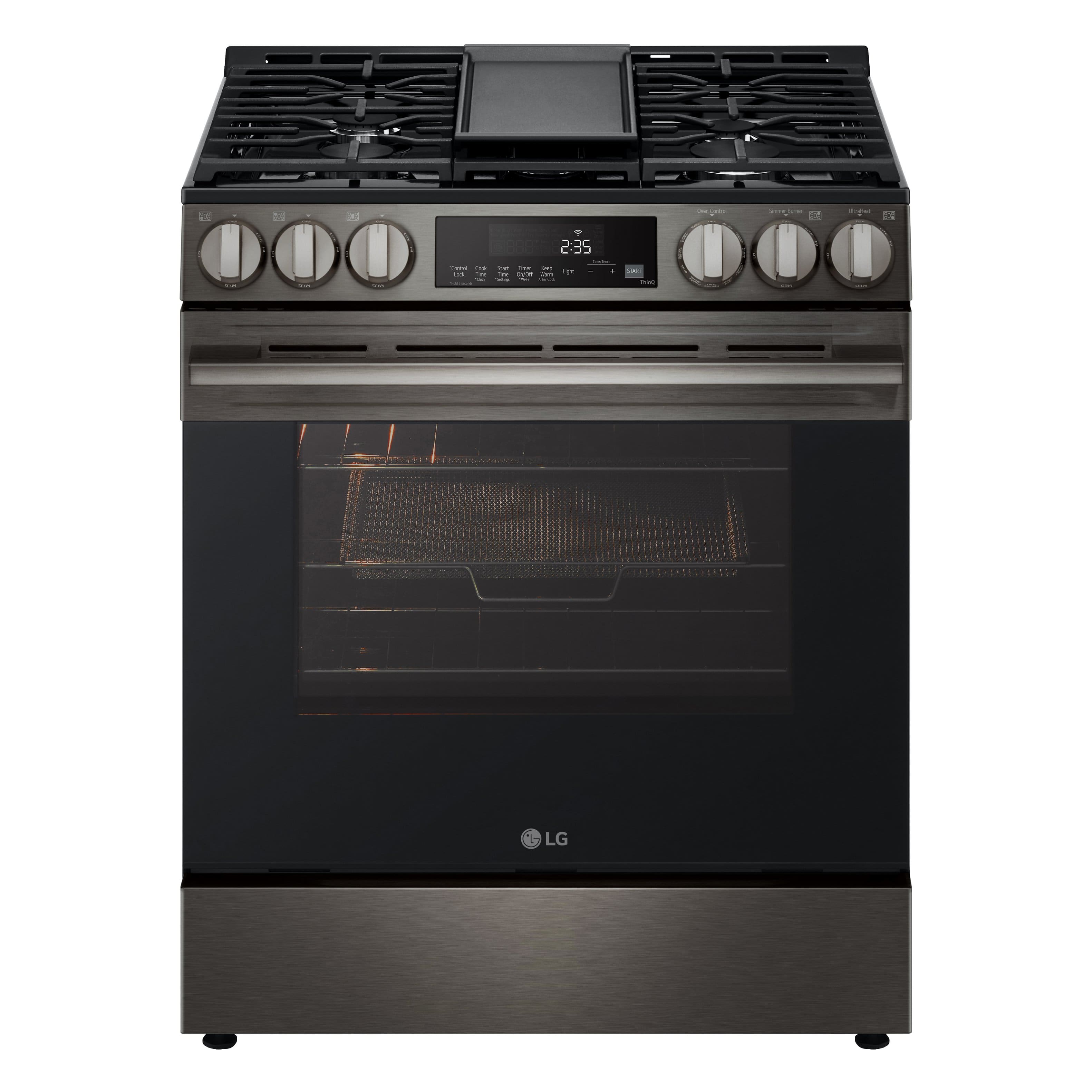 LG - 5.8 Cu. Ft. Slide-In Gas True Convection Smart Range with EasyClean, Air Fry and Premium Handle - Stainless Steel - Front_Zoom