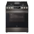 LG - 30-in Wide 5.8 Cu. Ft. Slide-In Gas True Convection Smart Range with 5 Burners EasyClean, Air Fry and Premium Handle - Stainless Steel