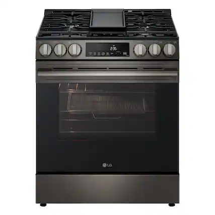 Front. LG - 5.8 Cu. Ft. Slide-In Gas True Convection Smart Range with EasyClean, Air Fry and Premium Handle - PrintProof Stainless Steel.
