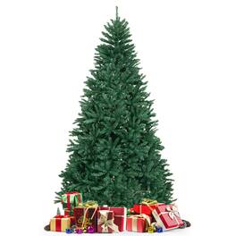 Gymax - 7.5 FT Artificial Christmas Tree Hinged Christmas Tree w/ 2254 Lush Branch Tips - Green