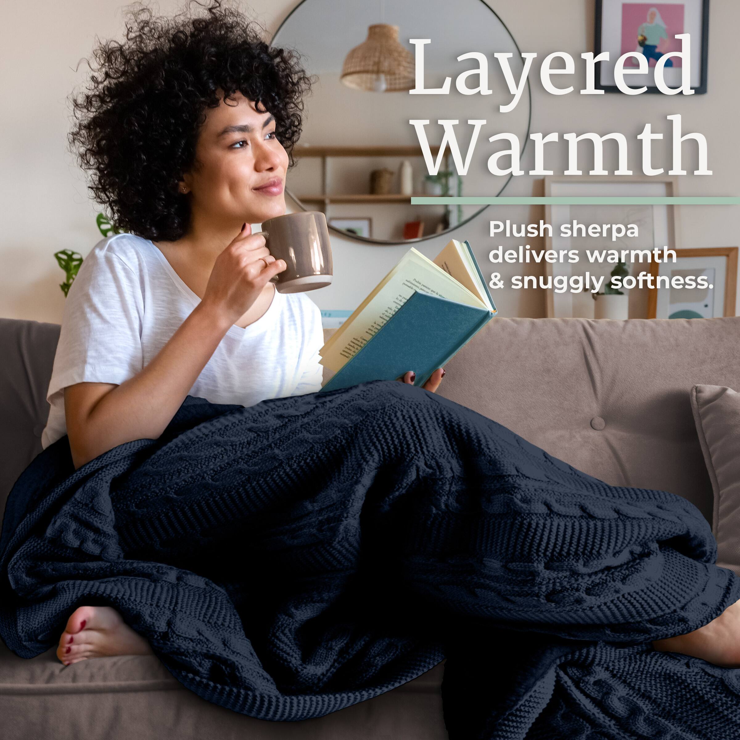 Layered Warmth  
Plush sherpa delivers warmth & snuggly softness.
