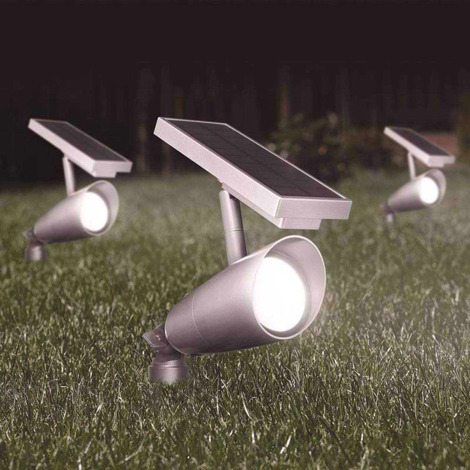 Left. FEIT ELECTRIC - Feit OneSync Brushed Nickel Solar Powered 100 W LED Spotlight 1 pk.