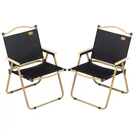 Outsunny - 2 Pack Folding Camping Chair, Lightweight & Portable Beach Chairs Armchairs, Perfect for Festivals, Fishing - Black
