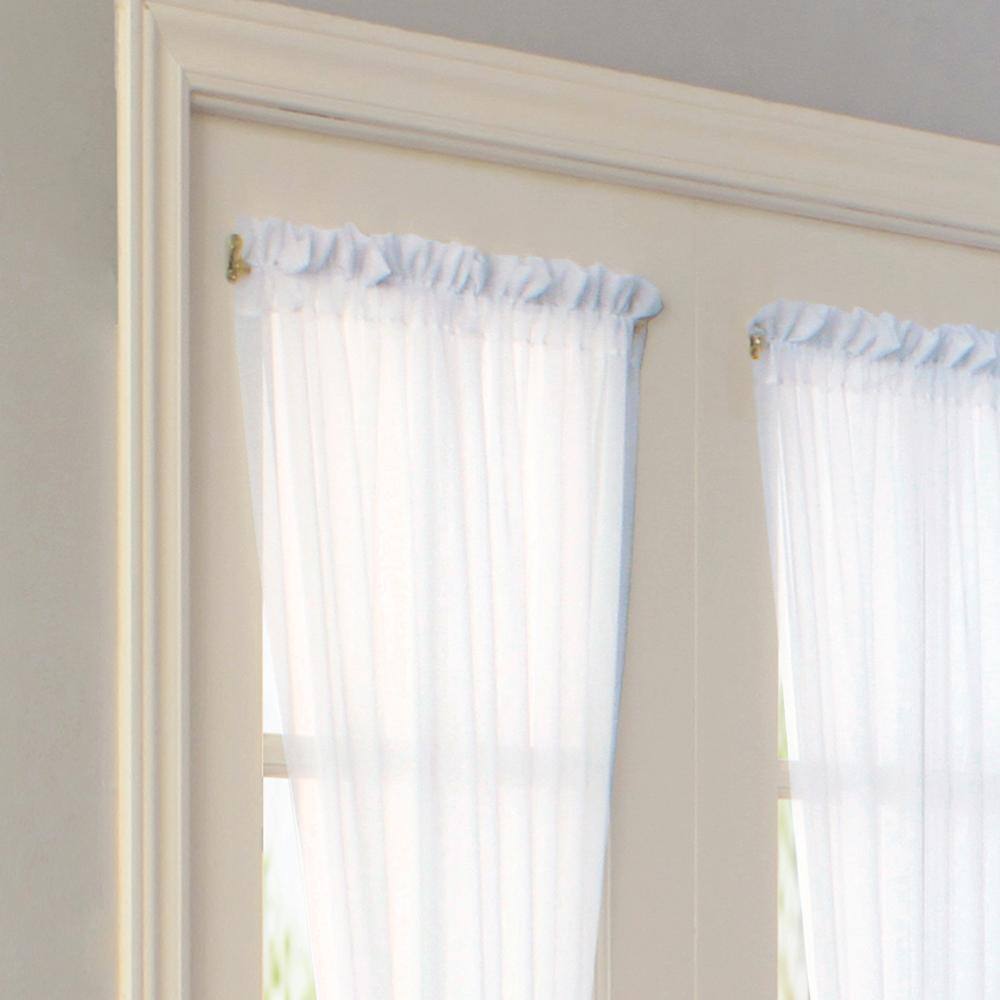 Angle. Commonwealth Home Fashions - Thermavoile Rhapsody Lined Light Filtering Window Treatment for Doors Rod Pocket Curtain Door Panel 54" x 72" White - White.