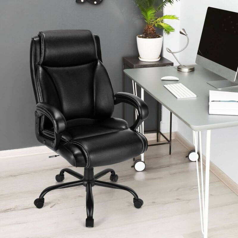 Alt View 1. Ecooso - Office Chair Big and Tall 400-Pound High Back Adjustable Leather Task Chair - Black.