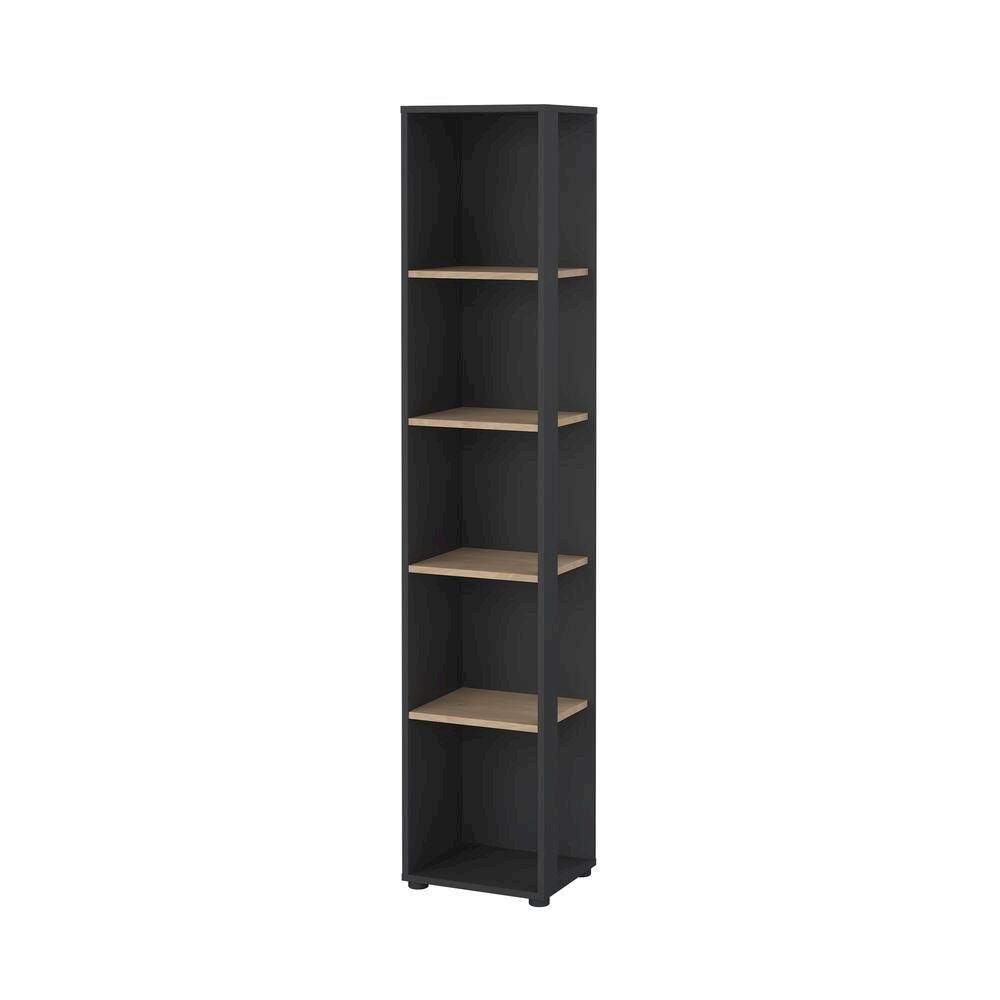 Back. FurniFact - 5-Shelf Bookcase with Fixed Shelves for Living Room or Office - Gray.