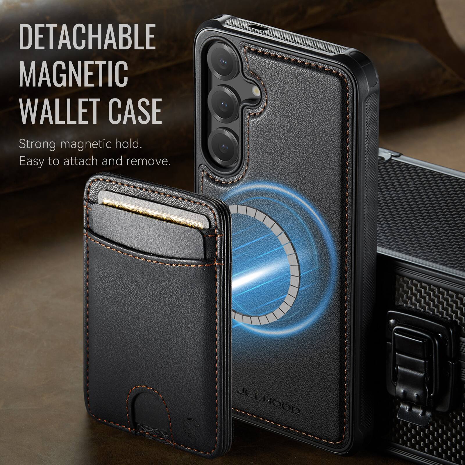 DETACHABLE MAGNETIC WALLET CASE

Strong magnetic hold.  
Easy to attach and remove.  

L HOOD