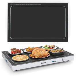 Costway - 1 PCS Electric Warming Tray with Adjustable Temperature Built-In Handles for Buffets - Black