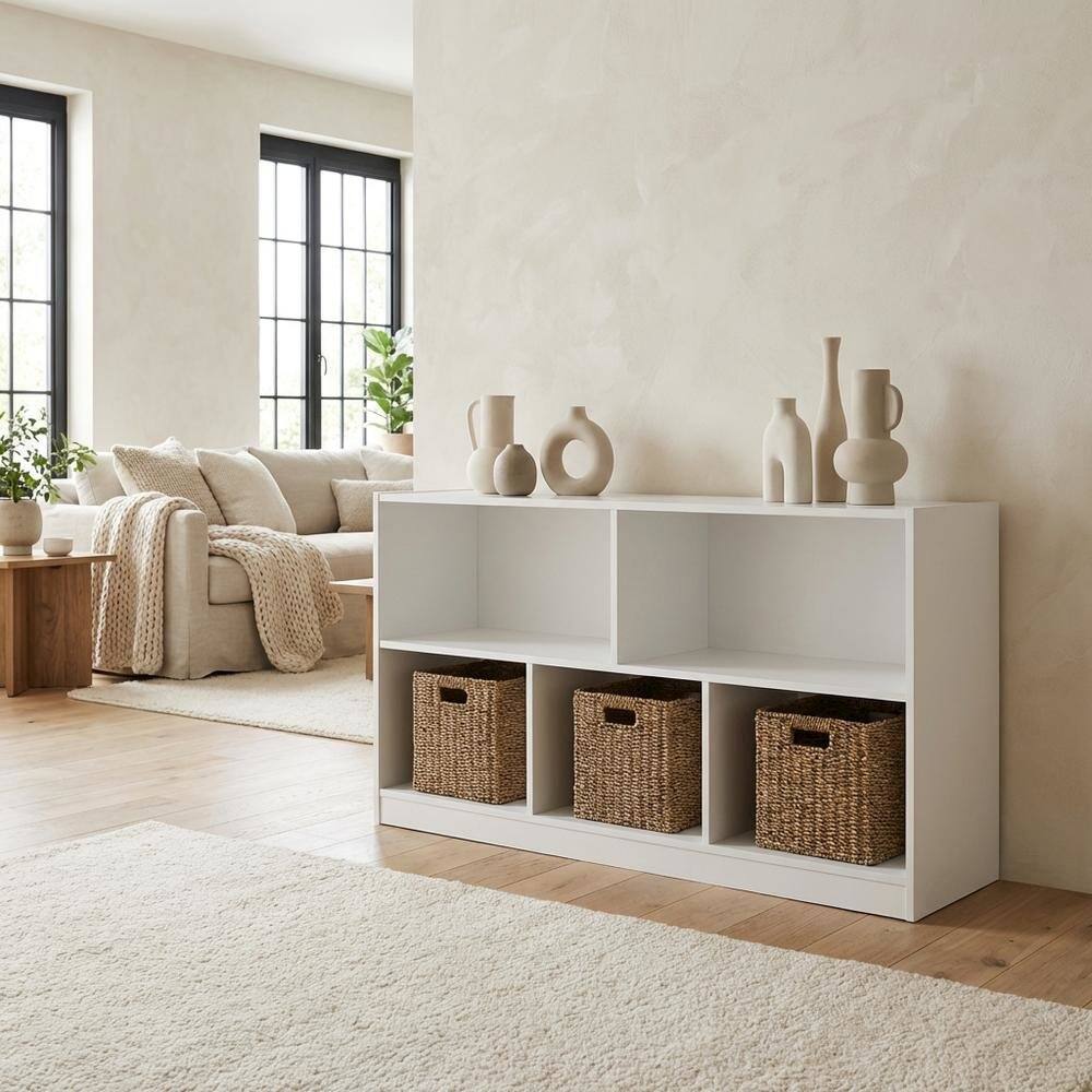 Left. FurniFact - Engineered Wood bookcase with clean design for versatile storage - White.