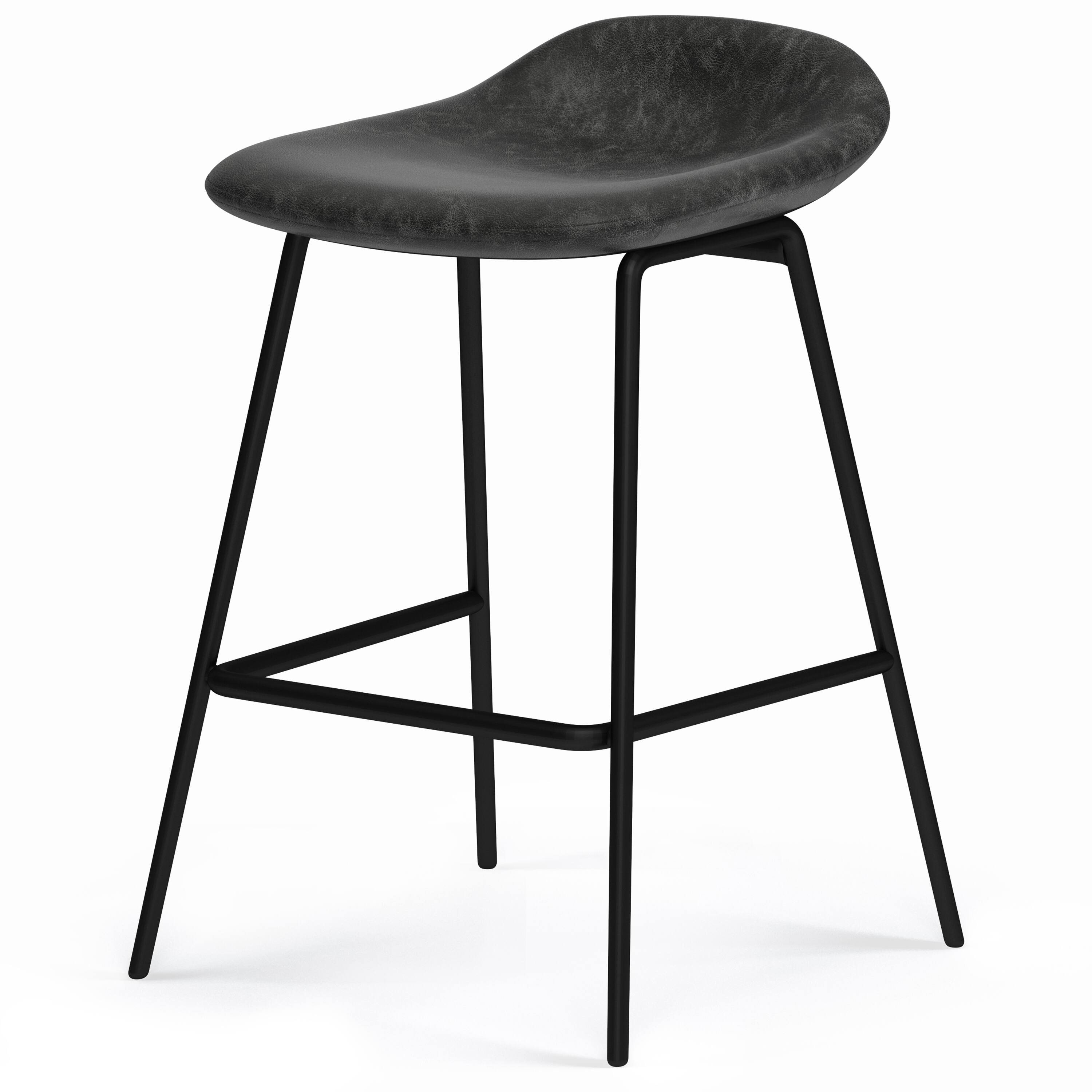 Angle. Simpli Home - Dafney Counter Height Stool (Set of 2) - Distressed Charcoal Grey.