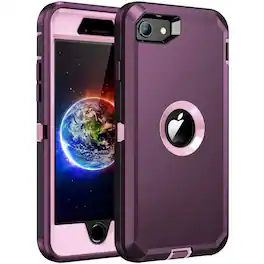 Entronix - Case for iPhone 8/7/SE (2nd Gen) - Triple-Layer Heavy Duty Protection - Purple