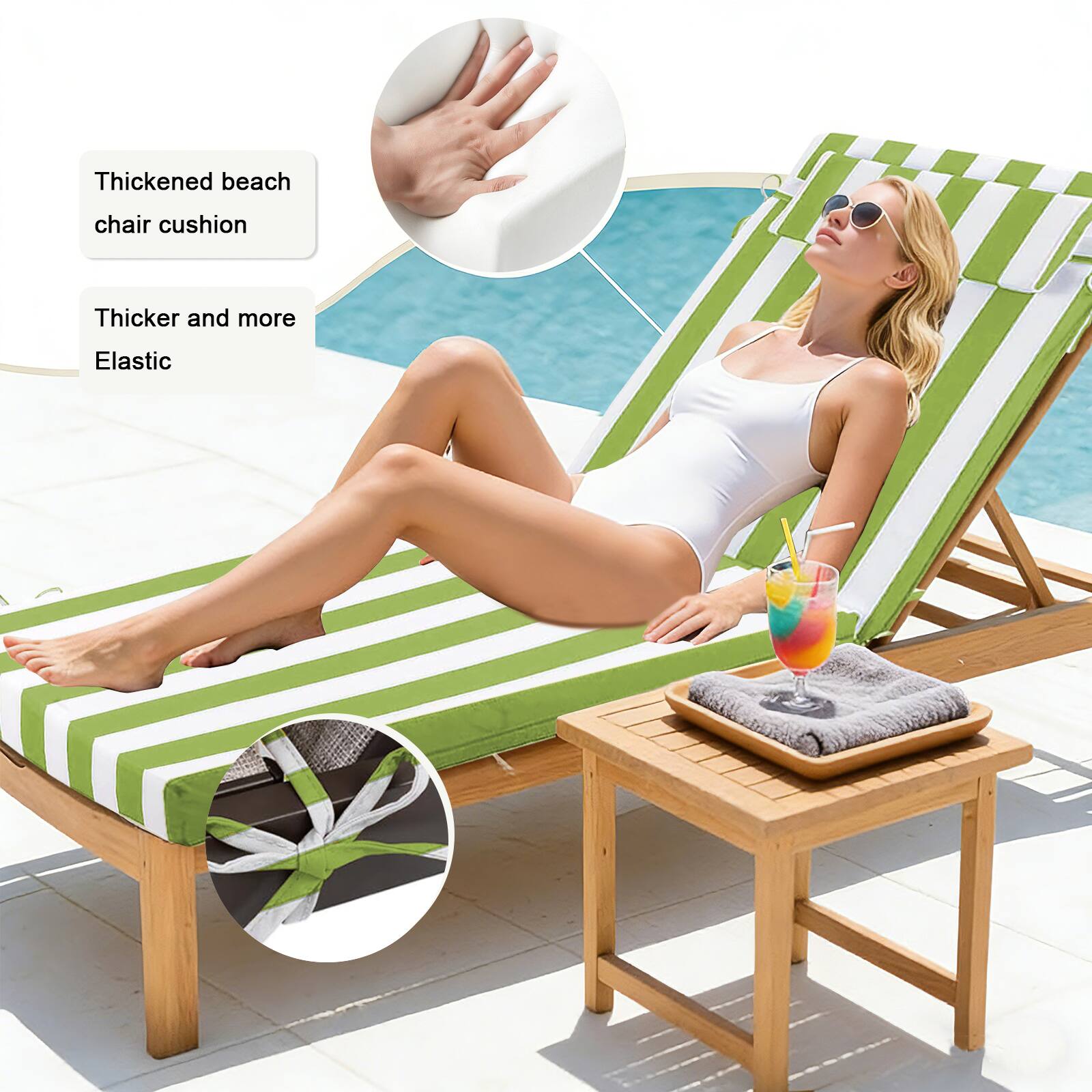 Thickened beach chair cushion  
Thicker and more Elastic