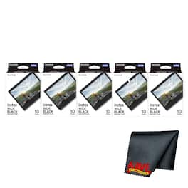 Fujifilm - Instax Wide Black Instant Film (50 Exposures)+Microfiber Cleaning Cloth