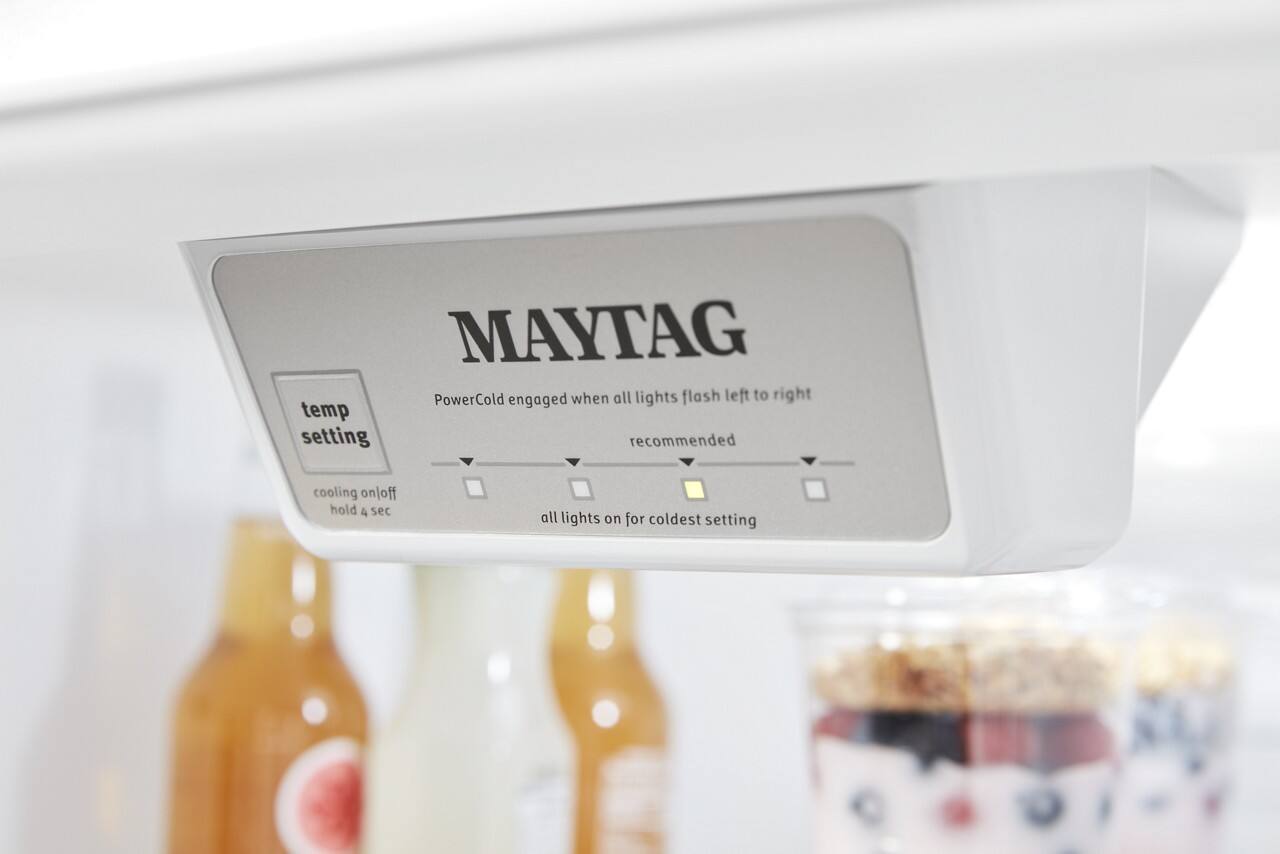 MAYTAG
PowerCold engaged when all lights flash left to right
temp setting
cooling on/off hold 4 sec
recommended
all lights on for coldest setting