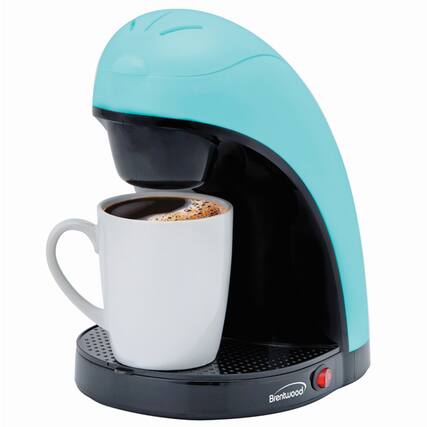 Front. Brentwood - Brentwood Single Serve Coffee Maker with Porcelain Mug in Blue - Blue.