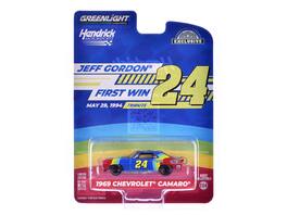 Greenlight - 1969 Chevrolet Camaro #24 "Jeff Gordon First Win Tribute" Blue/Red with Stripes "Hobby Exclusive" Series 1/64 - Blue And Red
