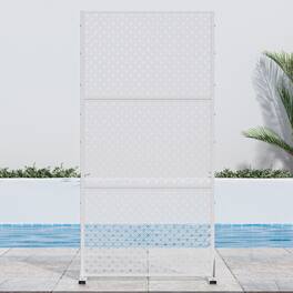 PexFix - 72 in. x 35 in. Jason Pattern Metal Outdoor Privacy Screen & Panels, Freestanding Garden Divider Fence - White