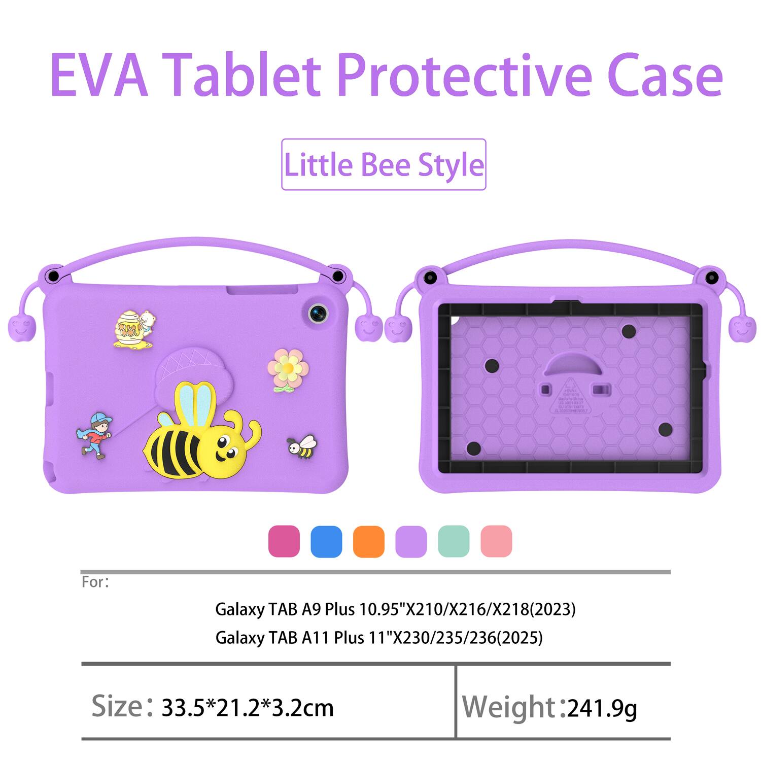 EVA Tablet Protective Case Little Bee Style 280 - For: Galaxy TAB A9 Plus 10.95"X210/X216/X218(2023) Galaxy TAB A11 Plus 11"X230/235/236(2025) Size: 33.5*21.2*3.2cm Weight: 241.9g