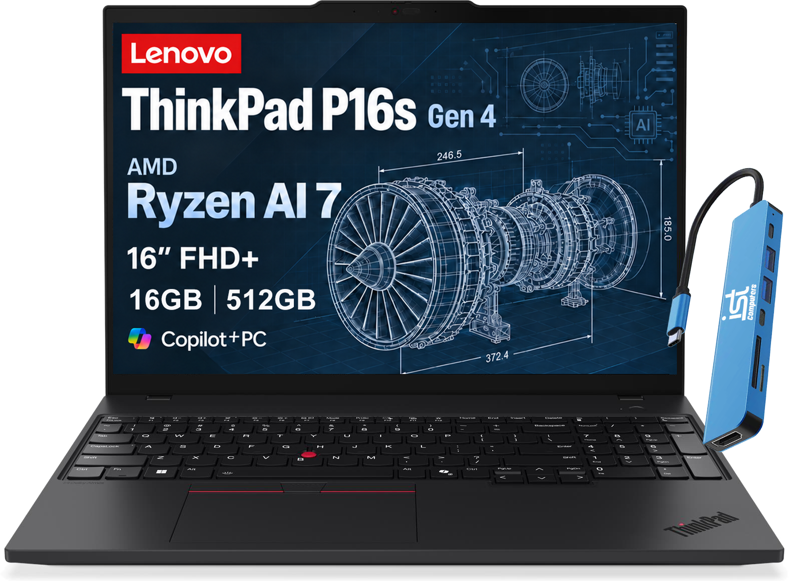 Lenovo - Upgraded - ThinkPad P16s Gen 4 16" FHD+ Mobile Workstation - Copilot+ PC - Ryzen AI 7 PRO 350 - 16GB RAM - 512GB SSD - Win11Pro - Black