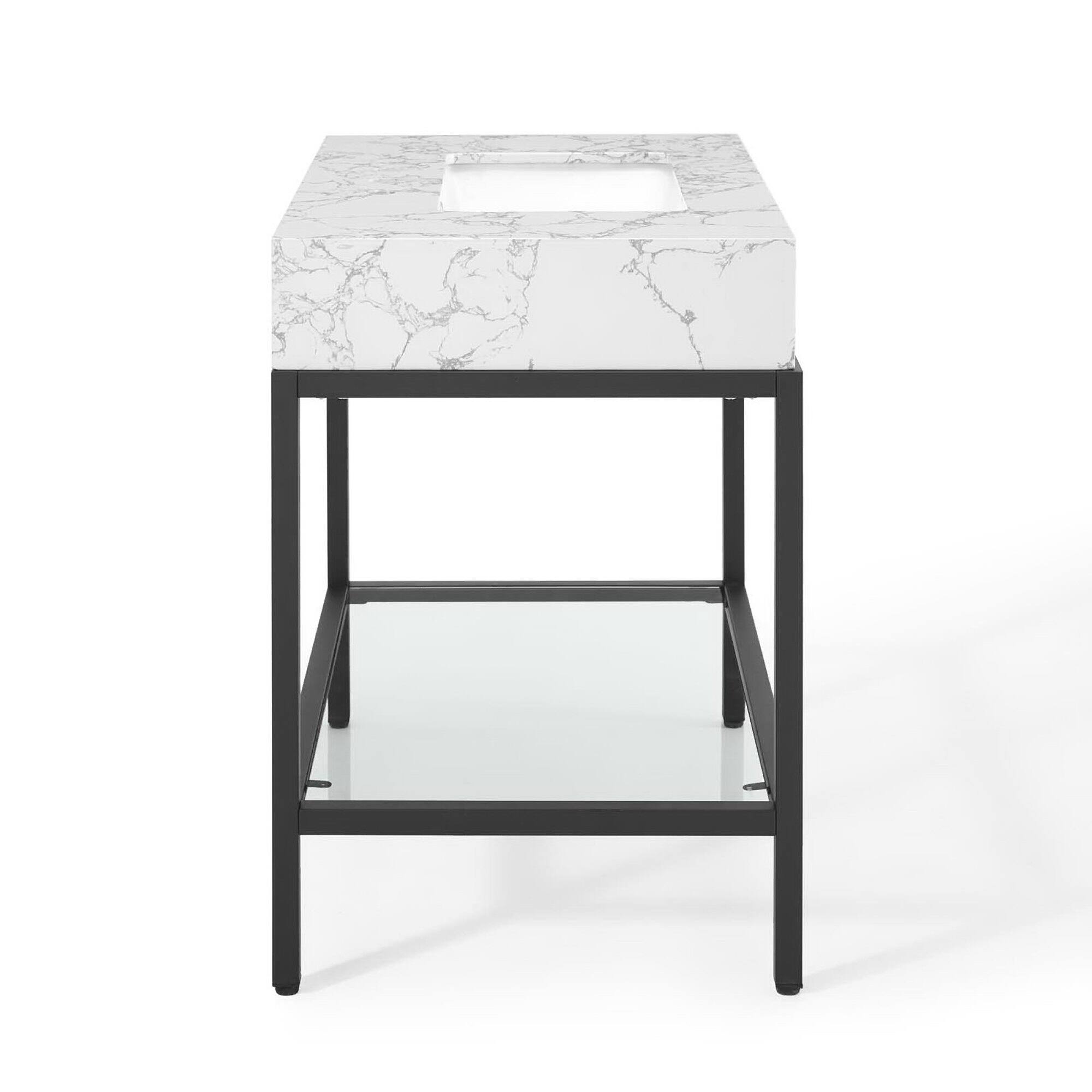Alt View 1. Modway - Kingsley Stainless Steel Bathroom Vanity - Black White.