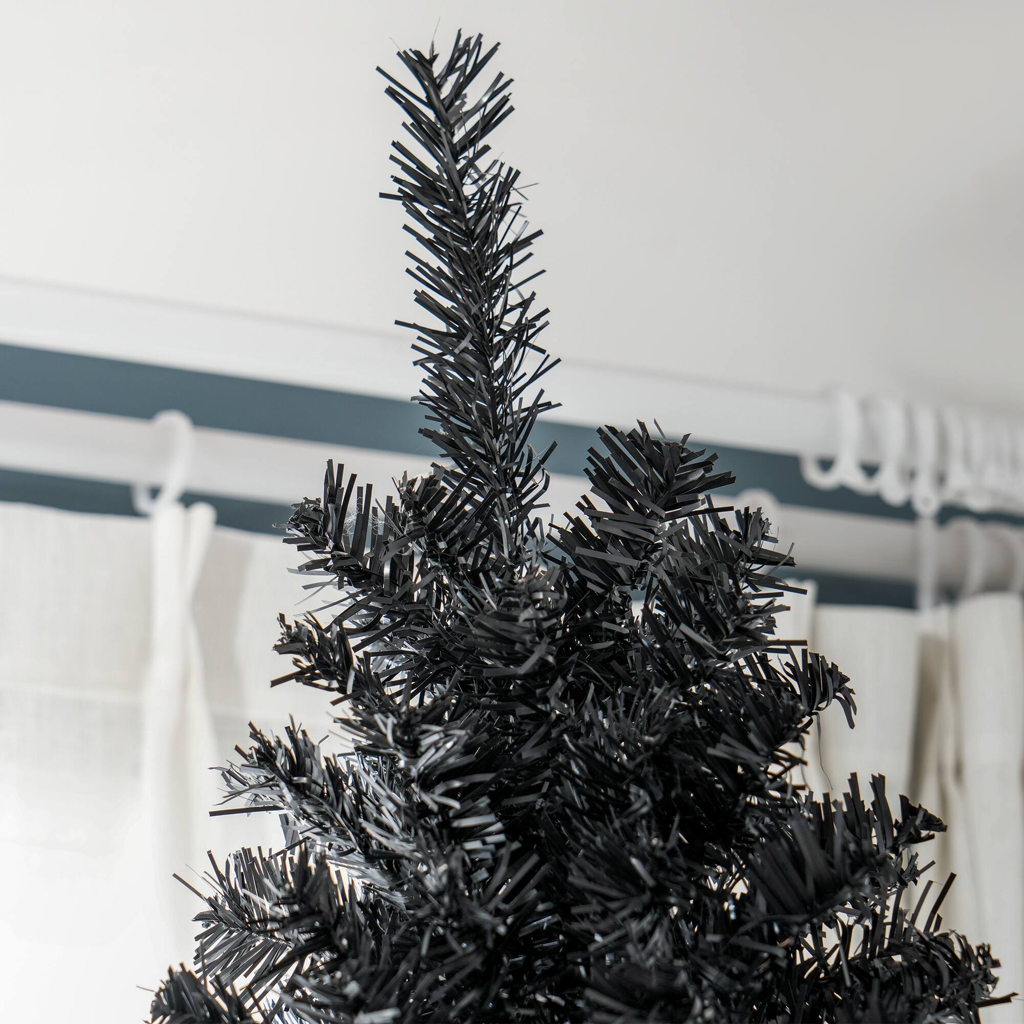 Alt View 8. Homcom - Pencil Christmas Tree, Unlit Artificial Christmas Tree Slim Douglas Fir Xmas Tree with Realistic Branches - Black.