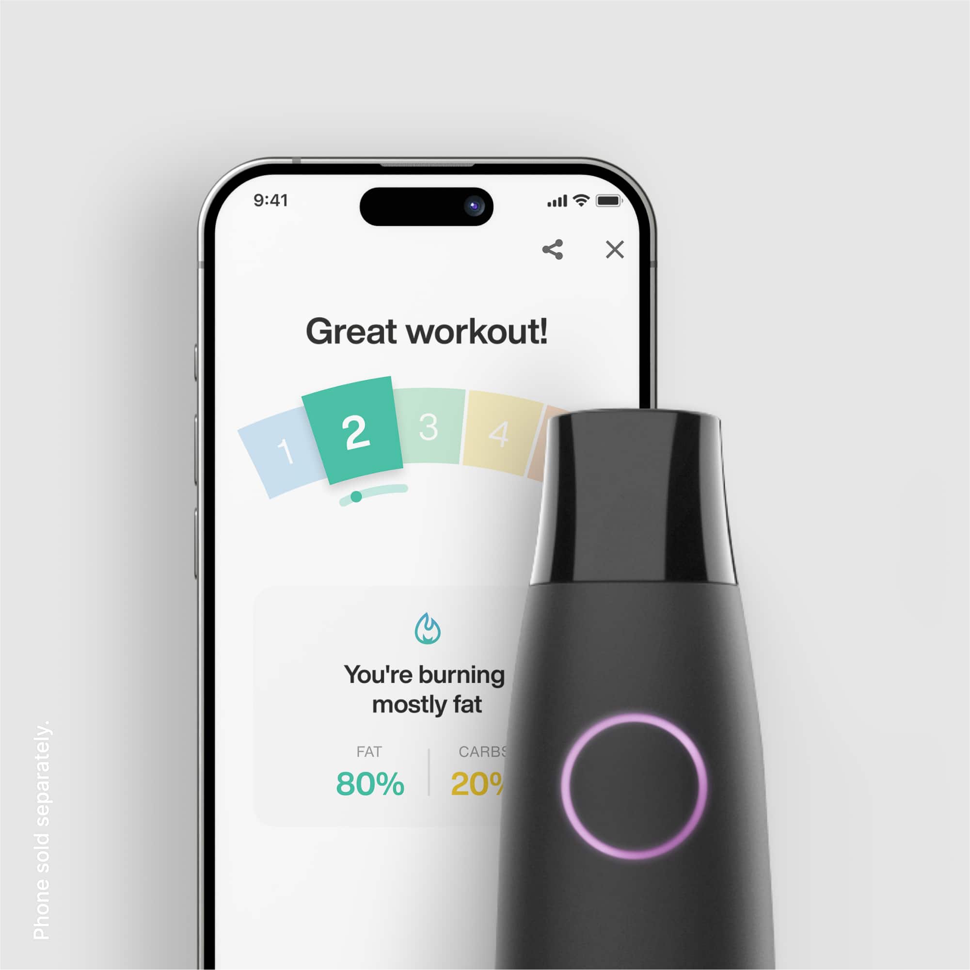 Great workout! You're burning mostly fat. FAT 80% CARBS 20%. Phone sold separately. 1 2 3 4. 9:41.