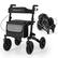 Front. Costway - Costway Walker for Seniors Folding Rollator Walker with 9" Pneumatic Tires for All Terrain Black - Black.