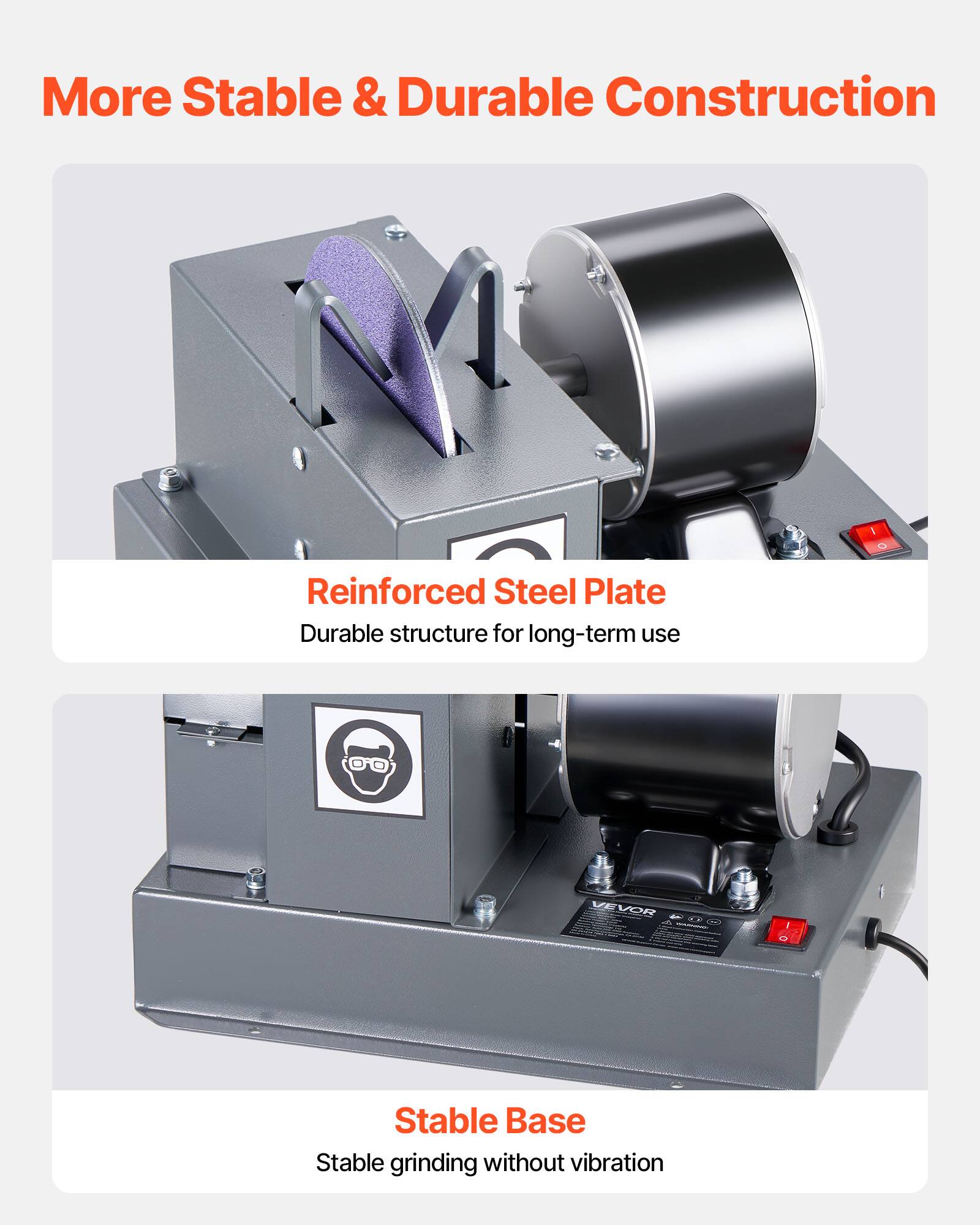 More Stable & Durable Construction

Reinforced Steel Plate
Durable structure for long-term use

Stable Base
Stable grinding without vibration