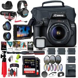 Canon - EOS 4000D / Rebel T100 DSLR Camera with 18-55mm Lens + 4K Monitor Extreme Bundle