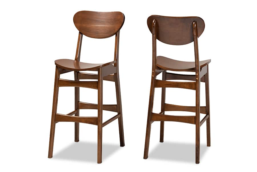 Baxton Studio - Katya Mid-Century Modern Finished Wood 2-Piece Bar Stool Set - Walnut Brown price history on PriceWatchPro