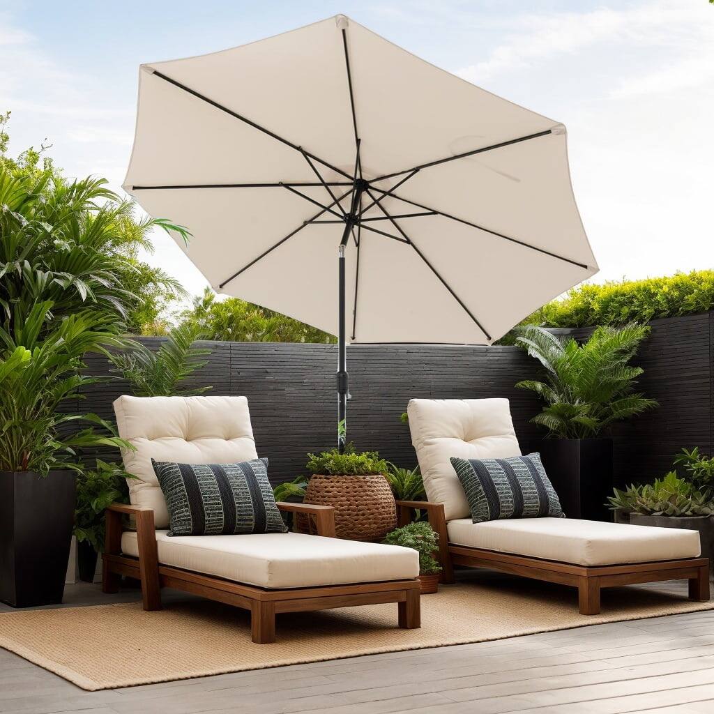 Front. Kadyn - 10 Feet Outdoor Patio Umbrella with Tilt Adjustment and Crank beige Outdoor Table Umbrella Yard Umbrella Outdoor Patio U - Beige.