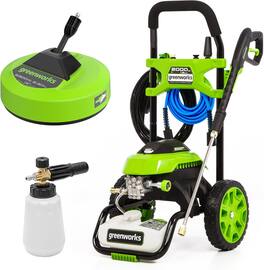 Greenworks - 2000PSI Pressure Washer with Soap Applicator and 12'’ Surface Cleaner - Green