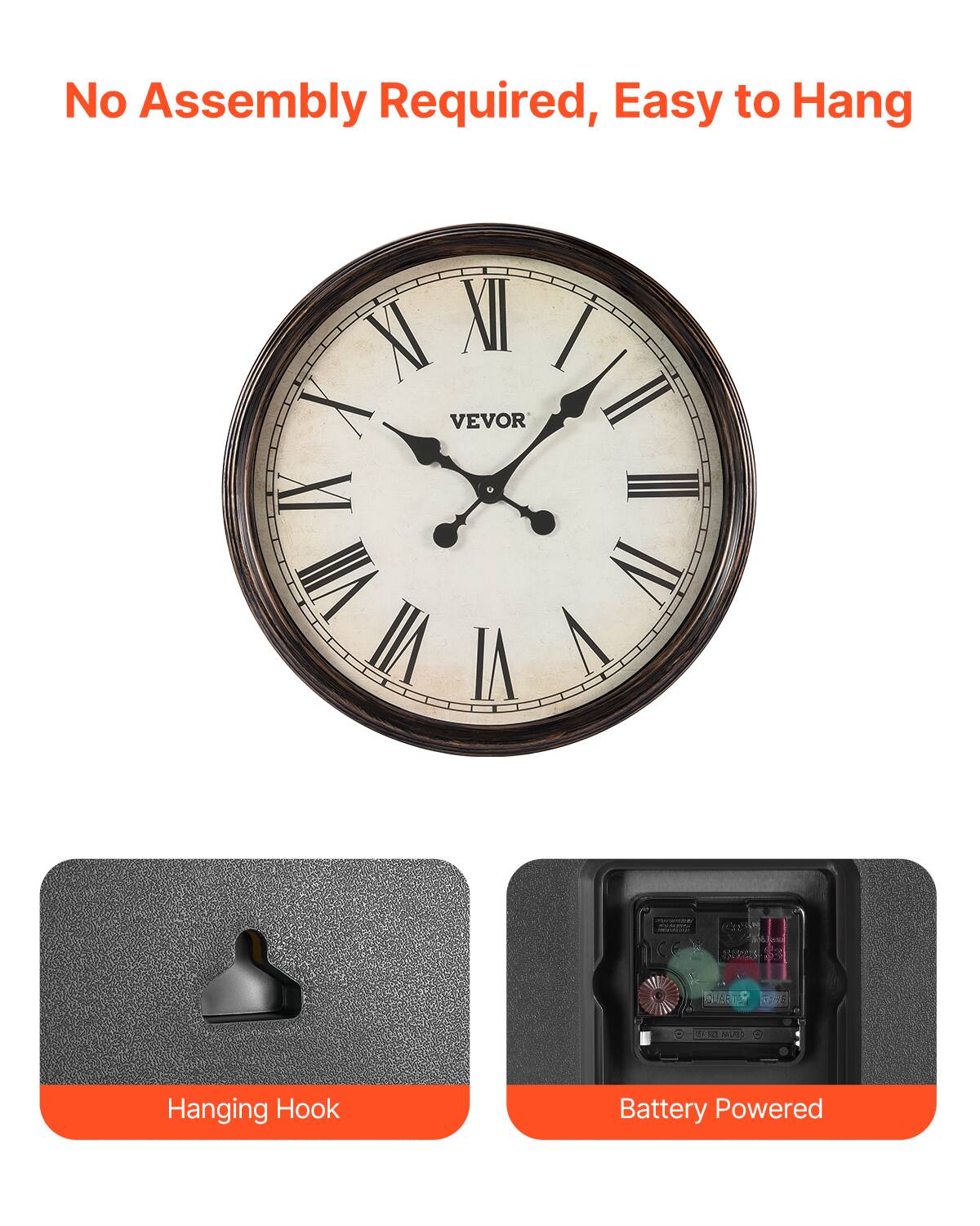 No Assembly Required, Easy to Hang

Hanging Hook

Battery Powered