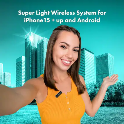 Front. MOSZAR LLC - Wireless Mini USB-C Lavalier Mic – for Android, Laptops, iPad Pro (1 Transmitter) - Black.