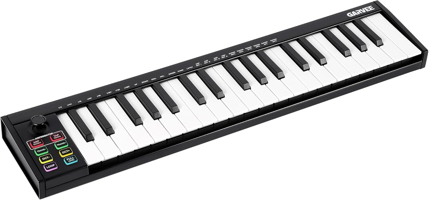 Homhougo - 37-Key MIDI Keyboard with 8 Drum Pads, OLED Display & DAW Integration for Home Studios - Black