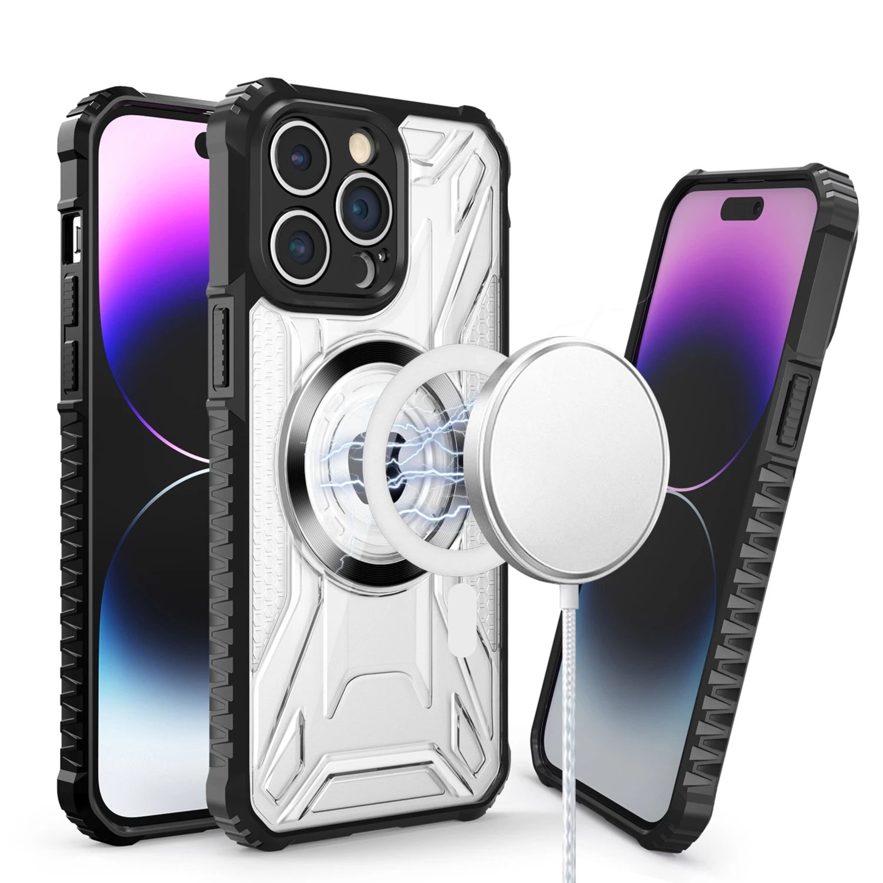 Kitcheniva - Magnetic Circle Shock Absorbent Phone Case With Tempered Glass For iPhone 11 6.1 Inch - Black